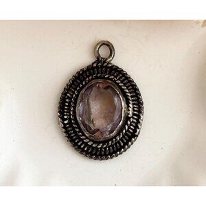 Amythest Rope Framed 925 Sterling Silver Figural Little Vintage Pendant | Charm